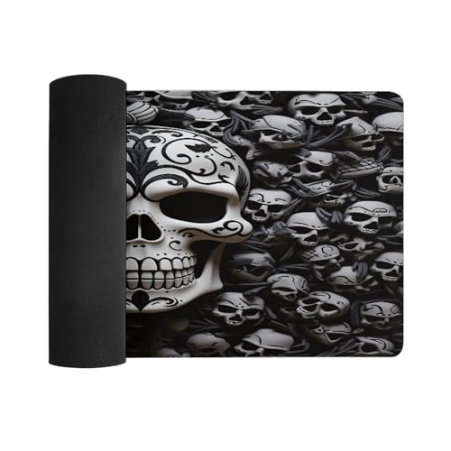 Black and White Skulls Desk Pad con Base de Goma Grande 60x30 cm miniatura 3