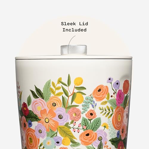 Image of Corkcicle Insulated Ice Bucket with Lid - Stainless Steel - 100 oz - Garden Party Cream