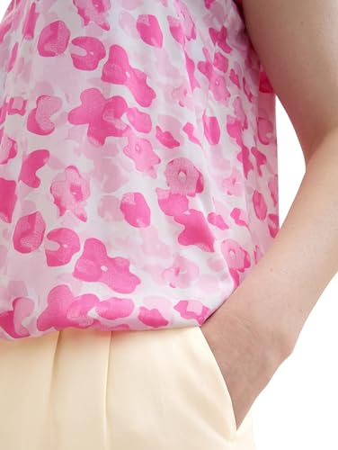 TOM TAILOR Damen Kurzarm-Bluse mit Muster , pink small floral design, 32 – Ansicht 6