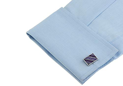 Mancuernillas Daesar para hombre patrón de flor morado miniatura 4