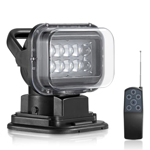 Remote LED Spotlight for Truck & Boat 360 Rotating Auto-Reset Marine