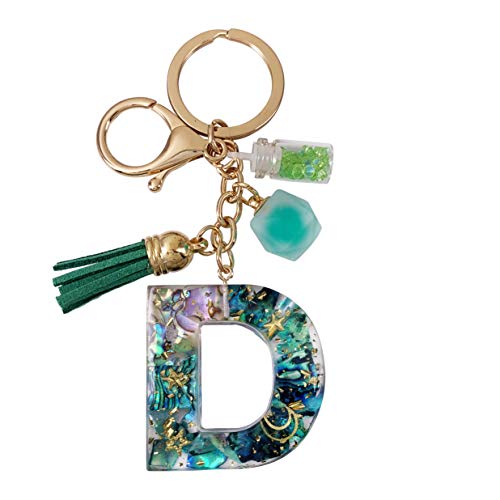 SELOVO Capital Letter D Keychain Alphabet Green Key Chain for Handbag