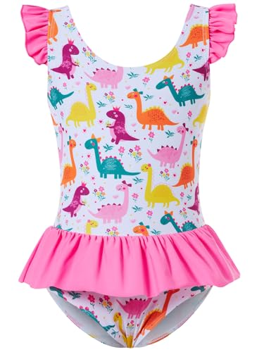 Image of Vieille Toddler Little Girls One Piece Swimsuits Ruffles Bathing Suits Mermaid Dinosaur Swimwear 2-7T