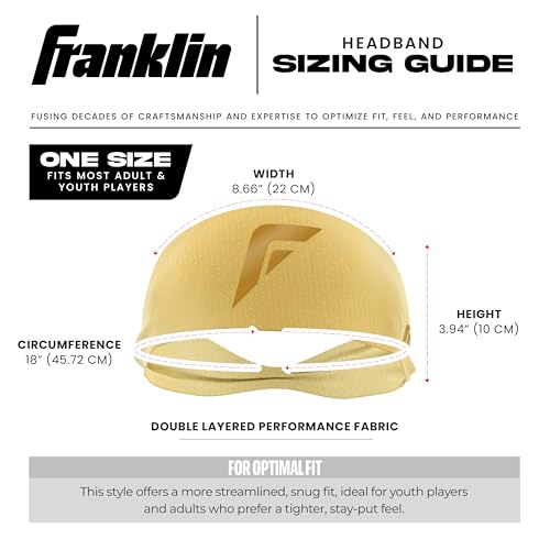 Franklin Sports Baseball + opaska do softballu - trening + sportowe opaski na głowę dla mężczyzn + kobiet - odprowadzająca pot do biegania + ćwiczeń - dla dorosłych, jeden rozmiar, pasuje do