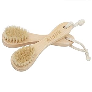 Wooden Facial Cleansing Brush Natural Bristles Wood Handle Wash Clean Exfoliate Scrub Cleaning Brushing Exfoliating Exfoliation Skin Care Face Cleanser Brushes 2 Pack Set