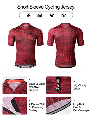Foto von LAMEDA Radtrikot Fahrradtrikot Herren Kurzarm Funktionsshirt T Shirt Atmungsaktiv Schnell Trocknen Fahrradbekleidung Damen Kurz für Radsport Fitness Rot L