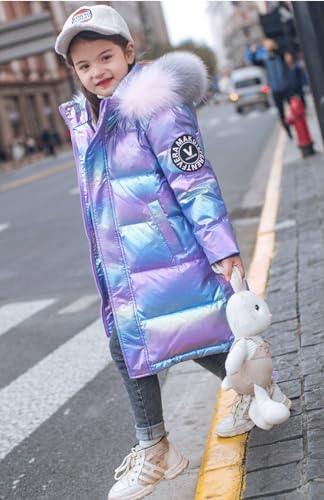 Kid Girls Fur Hooded Parka Puffer Down Jacket Coat Thick Winter Parka Mid Long Duck Down Puffer Padded Jacket3
