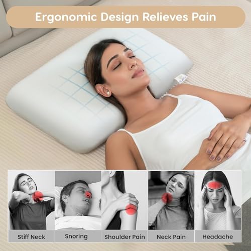 Image of Araami Two Side Curve Memory Foam Pillow for Neck and Shoulder Pain - Bed Pillows for Sleeping with Washable Cover Pack of 1