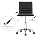 Homall Modern Adjustable Low Back Armless Ribbed Task Chair Office Chair Desk Chair, Vanity Chair Swivel Rolling Leather Computer Chairs Conference Chair (Black)