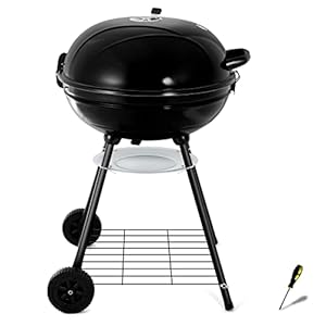 Leonyo 22 Inch Charcoal Grill, Outdoor BBQ Grill, Round Barbecue Charcoal Grill Heavy Duty Large Kettle Charcoal Grill for Camping Griddle, Backyard, Patio, Picnic Grilling