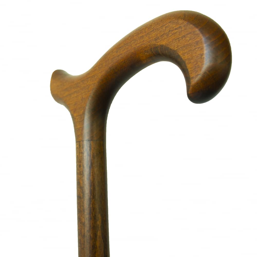 Queraltó Brown Walking Stick with Derby Handle in Beech Wood