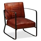 Tidyard Loungesessel Echtleder Braun Sessel Leder Einzelsofa Ledersessel Ledersofa Schlafzimmer Wohnzimmersessel Vintager Retro Bürosessel Clubsessel Armsessel