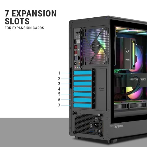 Image of Ant Esports Titan FE Mid-Tower Computer Case /Gaming Cabinet - Black | Support ATX, M-ATX & Mini-ITX | Pre-Installed 4 ARGB Fans