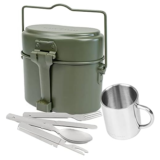 Black Snake Tysk armé middagsservis set, aluminium köksredskap, rostfritt stål kopp