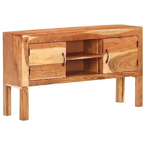 CKioict Armario de vitrina multiusos para salón, 116 x 30 x 66 cm, madera maciza de acacia, para salón y dormitorio