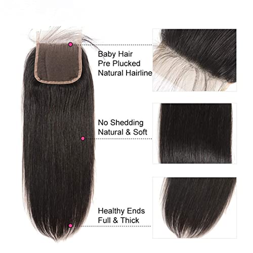 Closure Human Hair 4x4 HD Lace Closure Brazilian Hair Human Hair Closure for Black Women Straight Natural Remy Hair Soft Swiss Lace 12 inch - Image 4