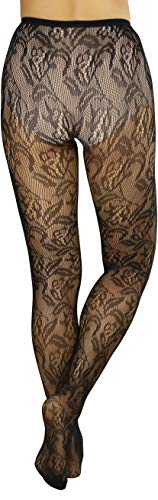 Image of ToBeInStyle Women's Elegant Floral Lace Inspired Spandex Net Full Length Tights