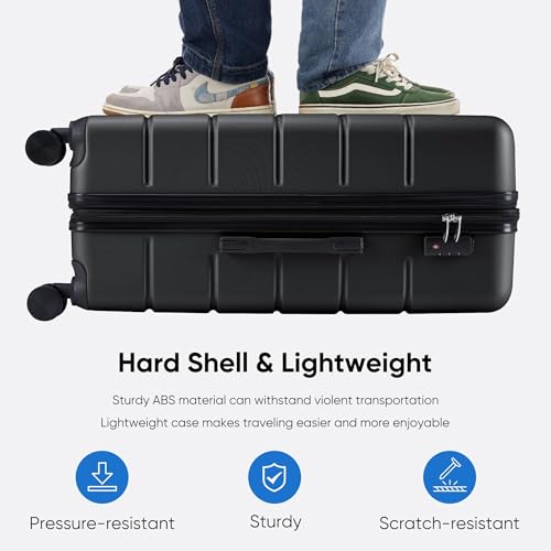 Image of OLIXIS 29 Inch Luggage, Hardside Checked Suitcase with Spinner Wheels, Lightweight ABS Hard Shell Travel Luggage, TSA Approved Lock, Expandable Large Suitcase for Business & Travel-Black