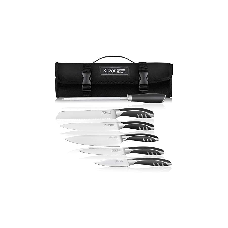 Slitzer Germany 7-Piece Chef's Knife Set, Ergonomically Designed, Professional Grade Chef Knives, Great addition to any kitchen