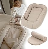 PaLulli® Baby Nestchen 100x60cm – Weiches Musselin-Babynest mit Matratze | Schlafnest, Kokon...