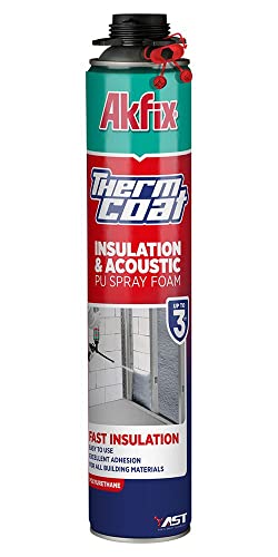 Akfix Thermcoat Spray Foam Insulation - Insulation Foam Spray, Polyurethane Spray Foam, Heat Insulation Spray, Acoustic Spray, Self Expanding Foam, Foam Insulation Can,Gun/Cleaner NOT Included 1 Pack