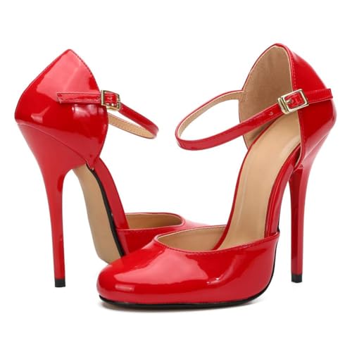 Image of MAIERNISI JESSI Unisex Men's Women's D'Orsay Pumps, Ankle Strap Stiletto Heels, Round Toe, 5.1 Inch Heel