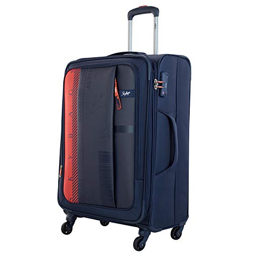 Image of Skybags Polyester Softsided Check-in Luggage 70.5 Cm Polyester Soft 4 Spinner Suitcase (Navy Blue, Stairw71Nbl)