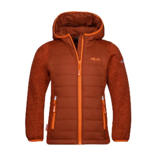 Trollkids Giacca in pile ibrida per bambini Skabu, arancione scuro/arancione