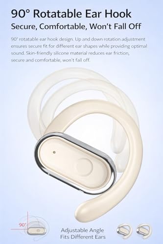 Image of OWS- W300 True Wireless Earbuds, Gaming Earbuds with Open Wearable Stereo, 50 Hours Playtime, Bluetooth 5.4 + ENC Clarity, 13mm HD BASS Drivers, IPX6 Sweat-Proof,Built-in Mic (White)