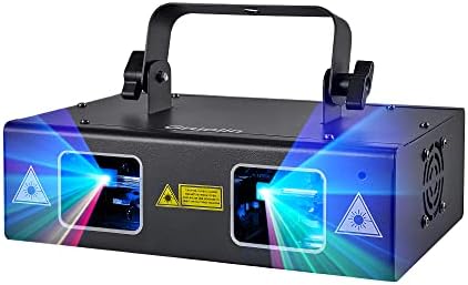 DJ Lights Party Lights, Gruolin RGB Full Color Laser Stage Light Music Sound Activated & DMX Control Patterns Scan Lights, Perfect for Party Disco Bar Club Stage & DJ Lighting