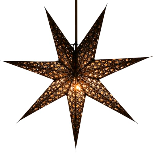 GURU SHOP Faltbarer Advents Leucht Papierstern, Weihnachtsstern 60 cm - Milenka Schwarz