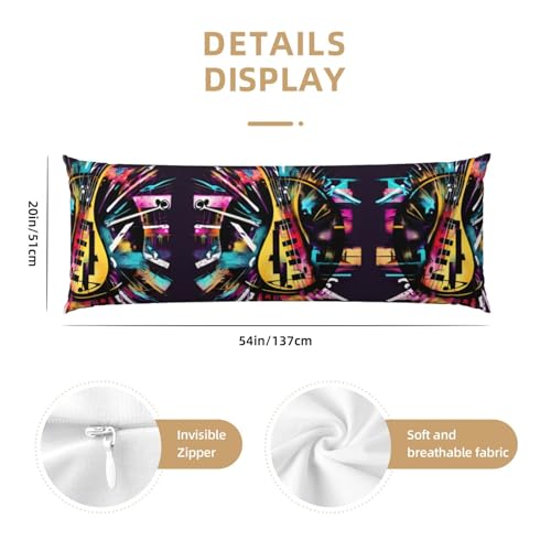 Housse de coussin de corps graffiti musical taie longue 50x150 cm