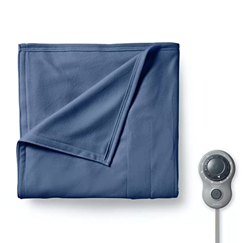 Sunbeam Twin Size Electric Fleece Heated Blanket In Blue #TOP26