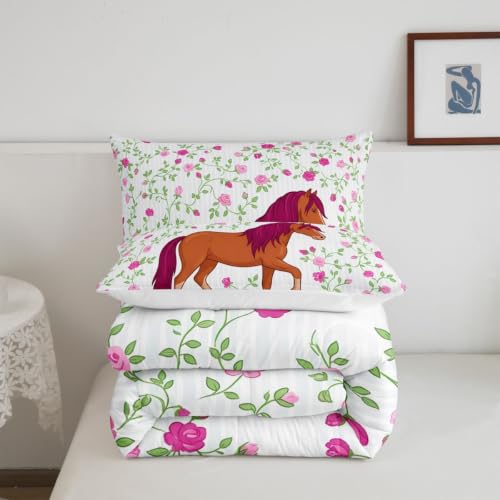 Image of Feelyou Girls Horse Comforter Comforter Set King Size for King Baby