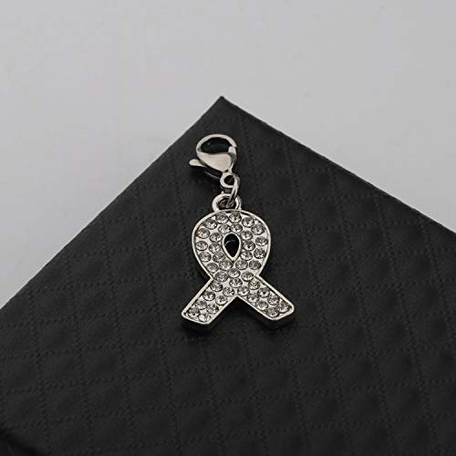 Image of CHOORO White Lung Cancer Ribbon Awareness White Ribbon Zipper Lung Cancer Survivor Gift
