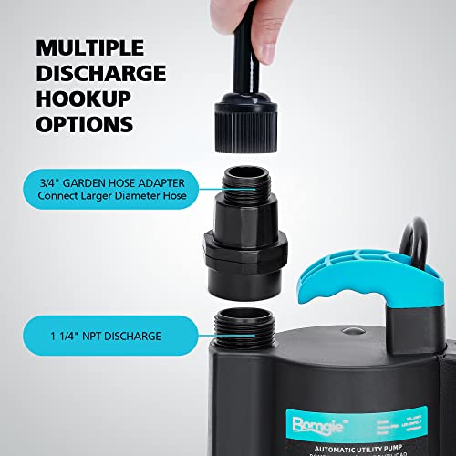 BOMGIE 1/3 HP Automatic Water Pump, 2250GPH Submersible Utility Pump