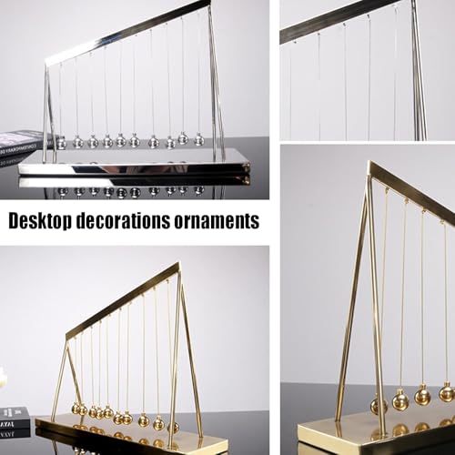 Newton's Berceau pour bureau, 10 boules en acier, décoration de démonstration d'équilibre cinétique, pendule en métal robuste, cadeau scientifique pour décoration de bureau, décoration d'intérieur