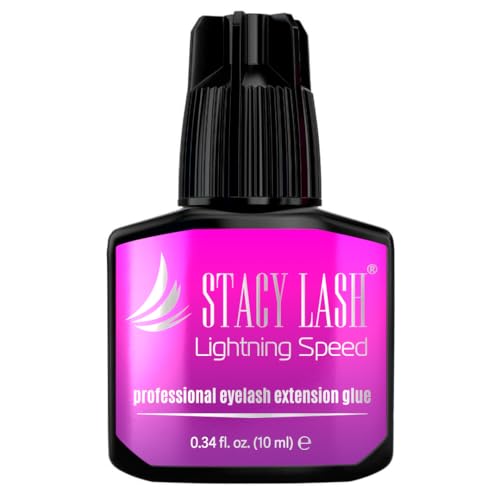 Lightning Speed Eyelash Extension Glue – Stacy Lash 10ml/0.34 fl.oz / 0.3 Sec Dry/Retention – 6-8 Weeks/Extra Strong Black Adhesive/Professional Supplies