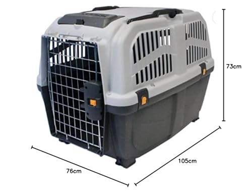 TRIXIE Transportbox Skudo – L: 73 × 76 × 105 cm, IATA-konforme Transportbox für Hunde & Katzen ideal für Reisen mit Auto oder Flugzeug, robuste Reisebox aus Kunststoff mit Schnappverschlüssen – 39745