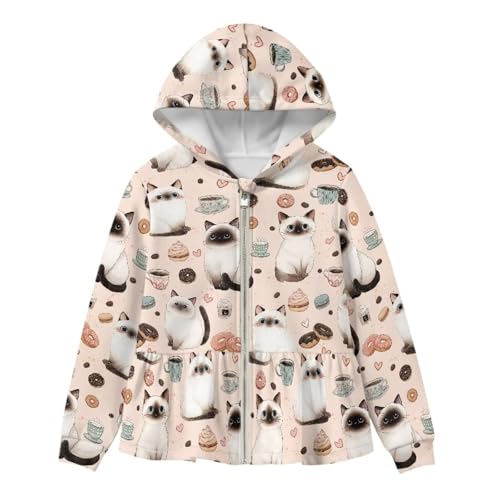 Sweat à capuche graphique zippé filles pull ample coton ado ado - 4