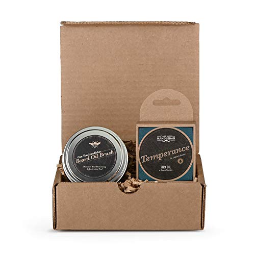 Beard Brush and Balm Set | Unscented Fragrance-Free Beard Balm (Temperance) | Includes a Can You Handlebar Beard Oil Brush (Beard Balm Applicator) & 2 Oz. Beard Balm | Made in The USA
