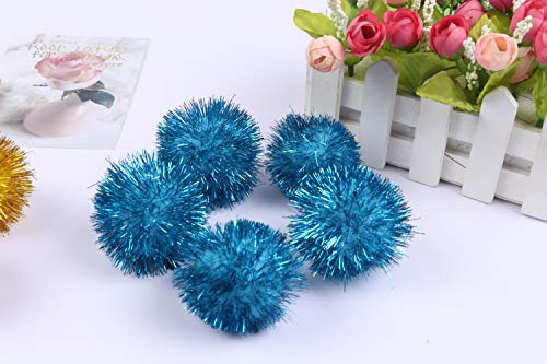 Pompons à paillettes bleu 25 mm étincelants pour guirlande et DIY