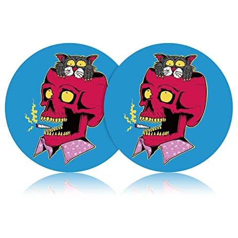 Cute Skull Car Cup Holder Coasters 2PCS 2.75" Funny Skull Car Coasters Funny Skeleton Cup Holders Car Coasters for Women/Men by FLYEEGO Cover