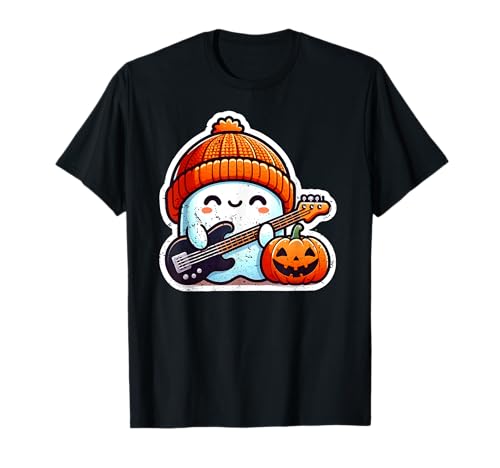 Disfraz de Halloween Ghost Bass Guitarrista Lindo Disfraz Niña Niños Mujeres Camiseta