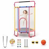 GOPLUS Trampolín 6 en 1 para Niños 3+ Años para Interior Exterior, Colorido
