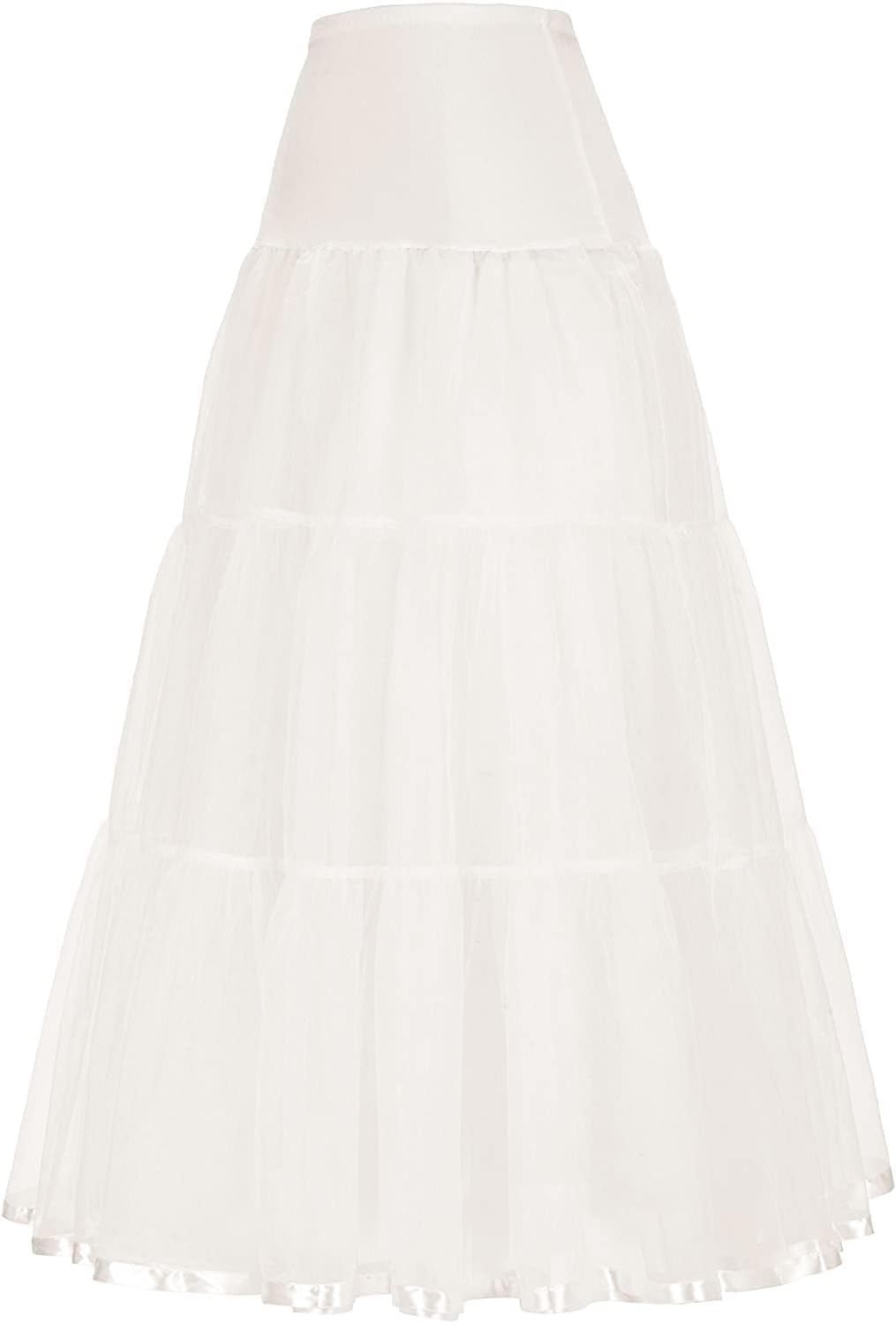 PINK WINGSWomen's Ankle Length Cancan Underskirt Petticoats Hardnet, White, XL