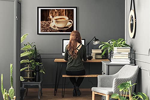 Cadre déco grand format 70x50 cm Tulup tableau bois moderne café