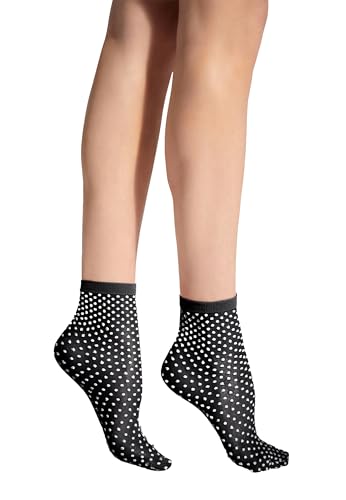 Wolford Satin Touch Dots Socks For Women No Show Iconic Sheer-Opaque Design Elegant Three-Dimensional Dot Effect Soft Cuffs