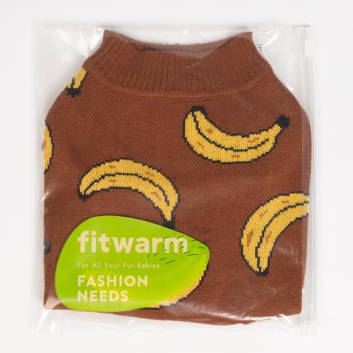 Image of Fitwarm Banana Dog Sweater, Thermal Dog Winter Clothes for Small Dogs Boy Girl, Pet Outfit, Brown, Yellow, Medium