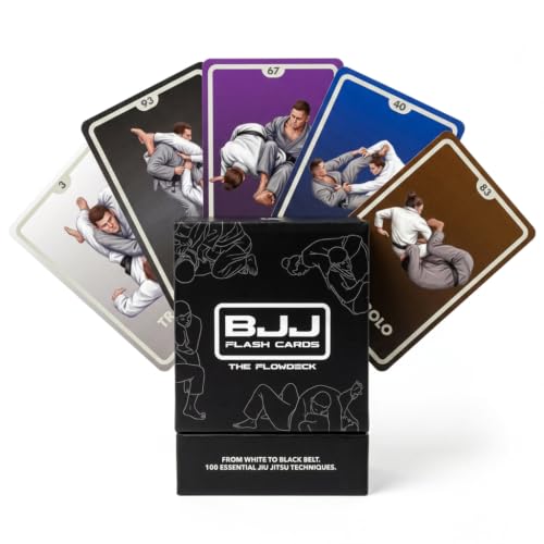 BJJ Flashcards Jiu Jitsu Training 100 Cards Set | Step-by-Step Techniques Grappling Drills Jiu Jitsu Stuff Accessories and Gift for Beginners & Advanced